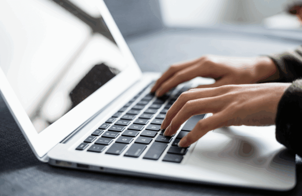 person typing