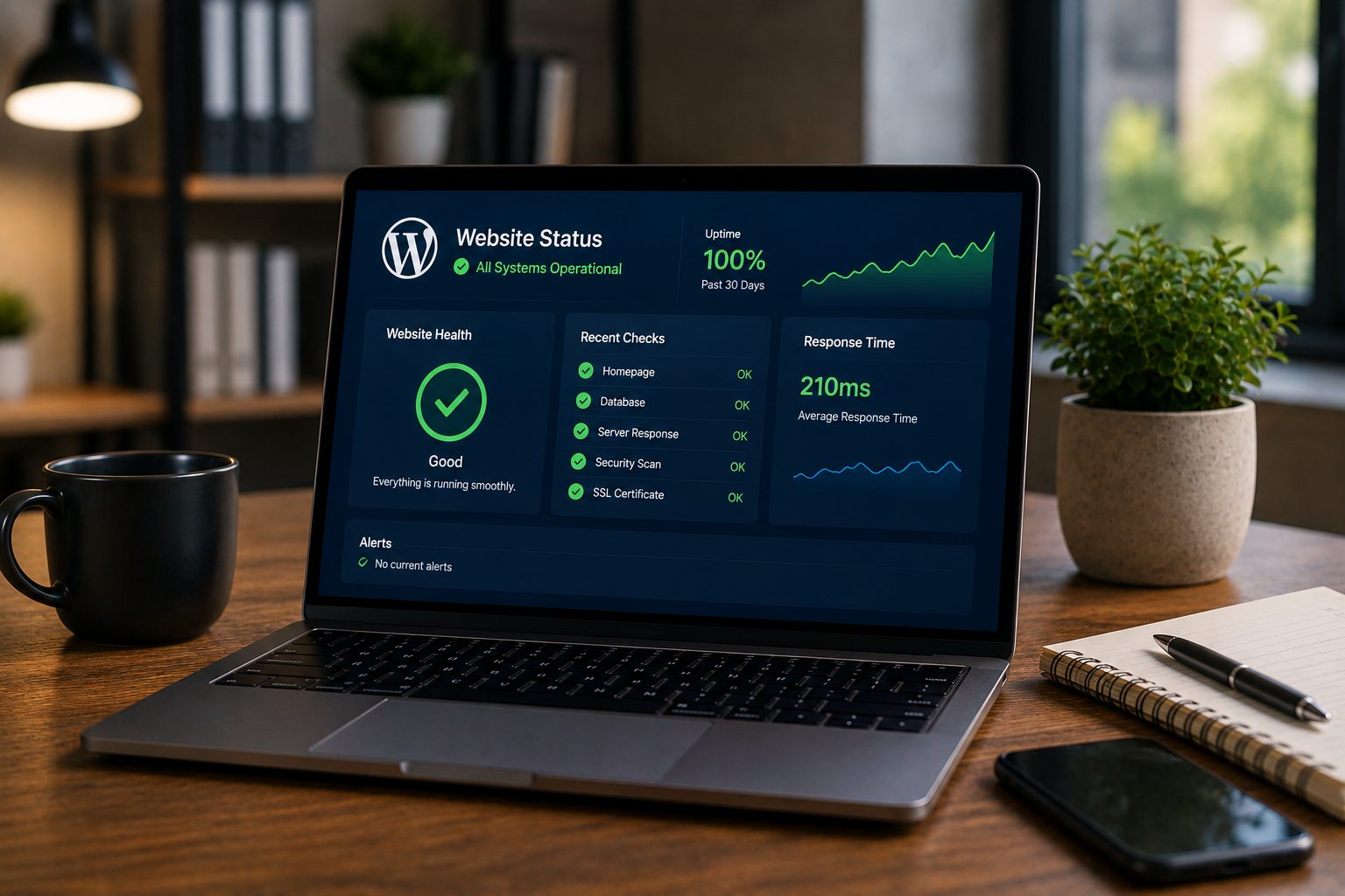 Laptop showing a website performance score and page speed metrics